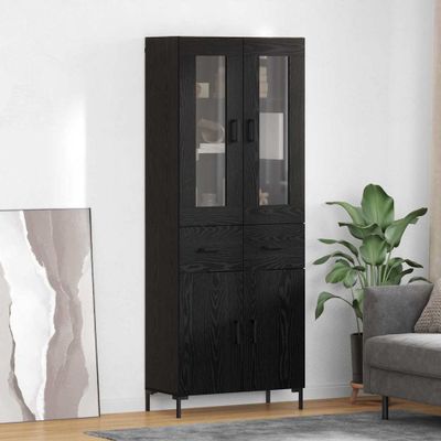 vidaXL Highboard so zásuvkou 2 pcs Čierny dub Kompozitné drevo
