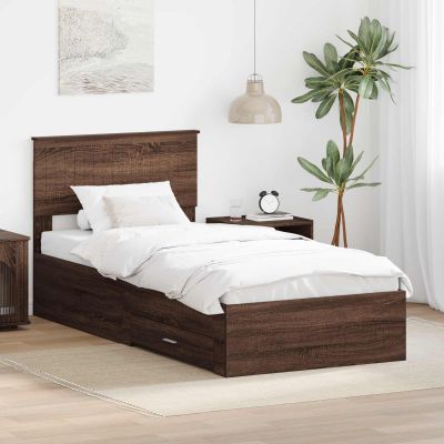 vidaXL Rám postele Hnedý dub a striebro 90 x 200 cm Kompozitné drevo