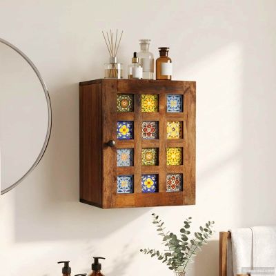 vidaXL Zavesený kabinet do kúpeľne s úložiskom Orech 38 x 33 x 48 cm