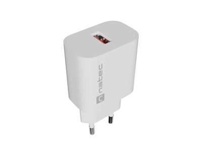 Univerzálna nabíjačka Natec RIBERA 18W, 1X USB-A, biela