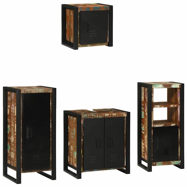 vidaXL Sada kúpeľňového nábytku Nástenný 4 pcs Masívne obnovené drevo