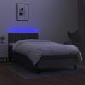 vidaXL Posteľ boxsping s matracom a LED tmavosivá 80x200 cm látka