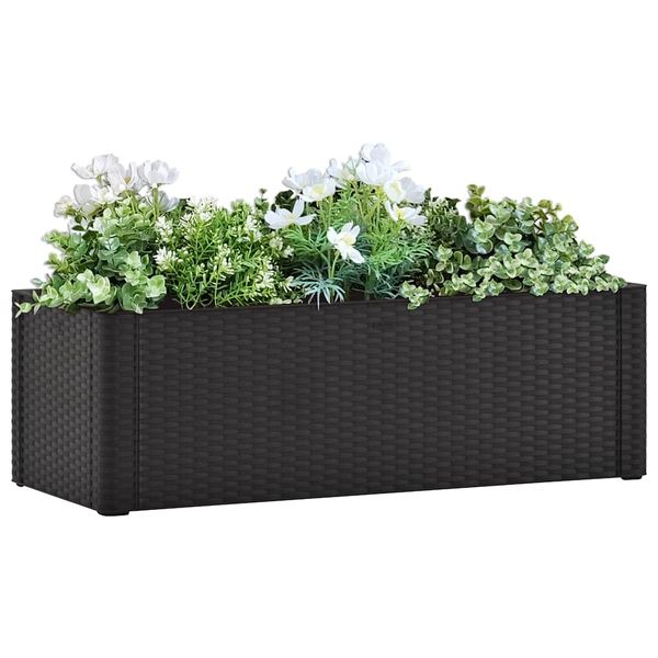 vidaXL Samozavlažovací vyvýšený záhradný záhon antracitový 100x43x33 cm