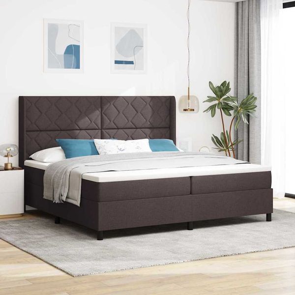 vidaXL Posteľ s pružinovým rámom Tmavohnedá 200 x 200 cm látka