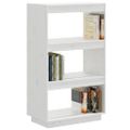 vidaXL Knižnica/deliaca stena biela 60x35x103 cm masívna borovica