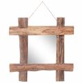 vidaXL Zrkadlo z polienok, prírodné 50x50 cm,recyklované tíkové drevo
