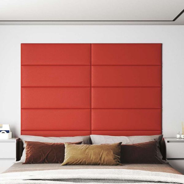 vidaXL Nástenné panely 12 ks červené 90x30 cm umelá koža 3,24 m²