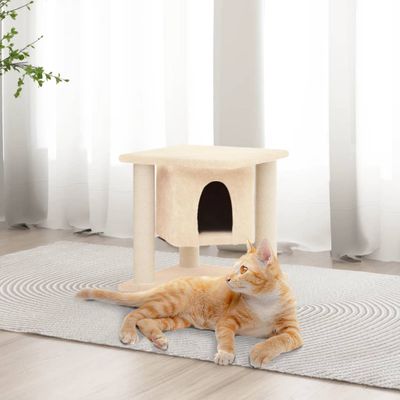 vidaXL Škrabadlo pre mačky so sisalovými stĺpikmi krémové 37 cm