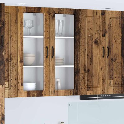 vidaXL Nástenný sklenený kabinet PORTO Staré drevo 40 x 31 x 100 cm