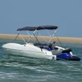 vidaXL Strieška Bimini s 3 oblúkmi a stenami 183x(185-198)x137 cm