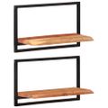 vidaXL Nástenné police 2 ks 60x25x35 cm akáciový masív a oceľ