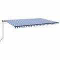vidaXL Ručne zaťahovacia markíza 500x350 cm modrá a biela