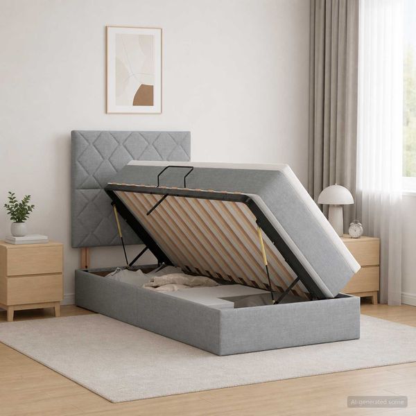 vidaXL Postel s úložným prostorem a matrací Svetlosivá 100 x 200 cm