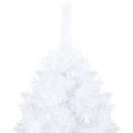vidaXL Osvetlený umelý vianočný stromček s guľami, biely 120 cm, PVC
