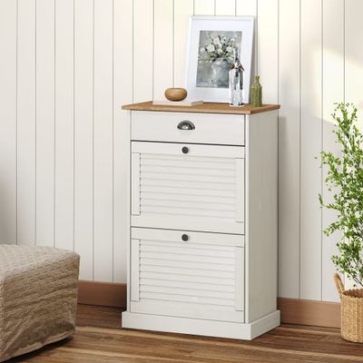 vidaXL Skrinka na topánky VIGO 60x35x96 cm biela masívna borovica