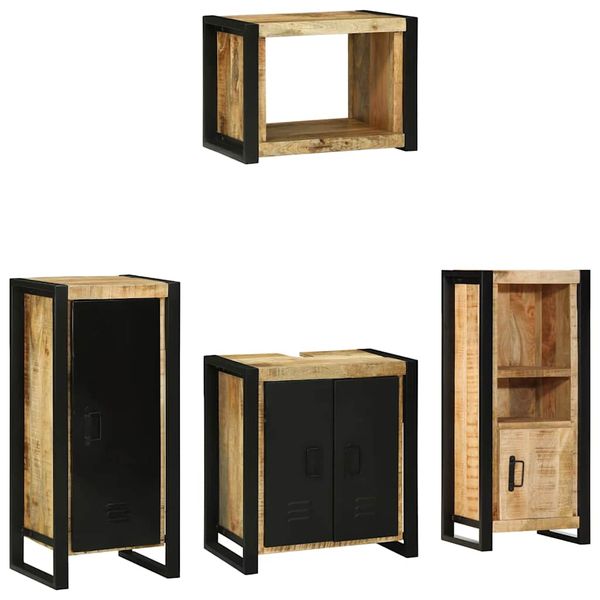 vidaXL Sada kúpeľňového nábytku 4 pcs Hnedá Masívne obnovené drevo
