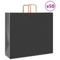 vidaXL Papierové tašky 50 ks s rúčkami, čierna, 54x15x49 cm