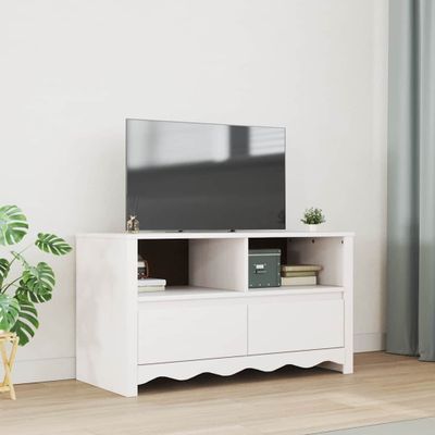 vidaXL TV skrinka Drammen Biela 99 x 43 x 55 cm Borovicový masív