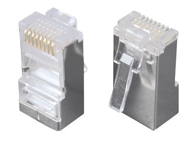 Konektor RJ45 CAT5E STP 8p8c tienený neskladaný na lanko KRJ45/5SH, cena za kus, balenie 100ks