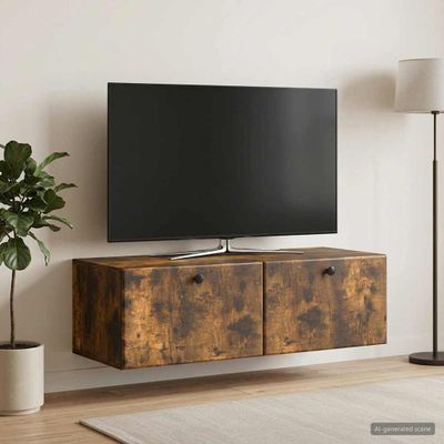 vidaXL Nástenná TV skrinka 98 x 41 x 30 cm Dymový dub Kompozitné drevo
