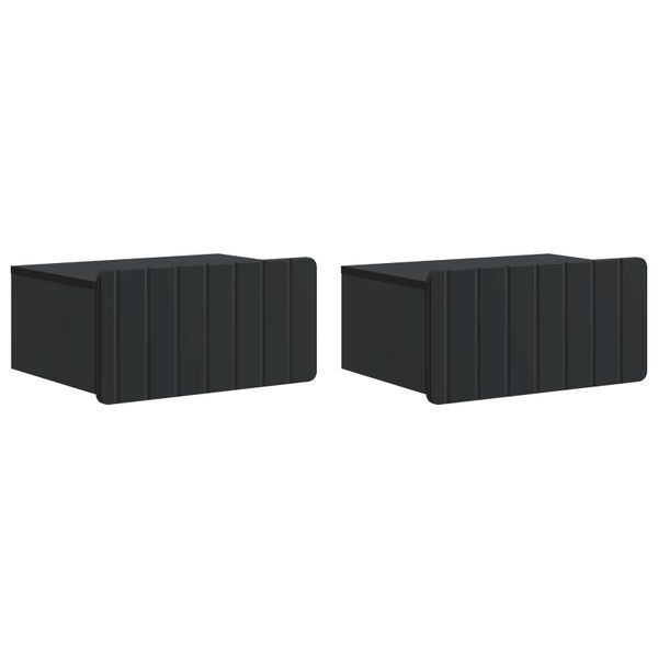 vidaXL Nástenná nočná skrinka Nástenný 2 pcs Čierna 49 x 34,5 x 24 cm