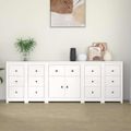vidaXL Komoda biela 230x35x80 cm borovicový masív