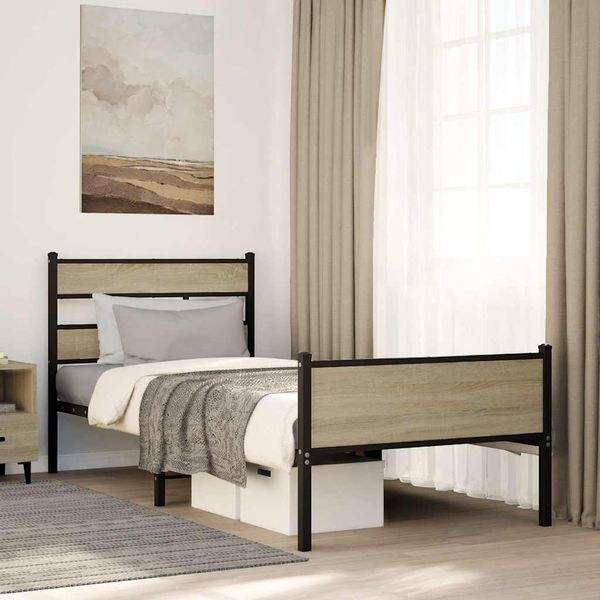 vidaXL Posteľný rám bez matraca dub sonoma 90x200 cm kompozitné drevo