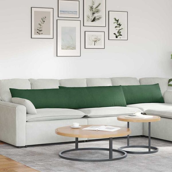 vidaXL Vankúše na pohovku 2 pcs Tmavozelená 200 x 40 cm