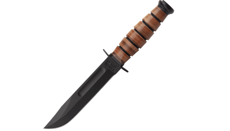 KA-BAR KB-1250 Short USMC taktický nôž na prežitie 13,3cm, čierna, koža, kožené puzdro