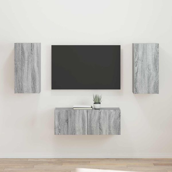 vidaXL Zostava TV skriniek Nástenný 2 pcs Sivý Sonoma Kompozitné drevo