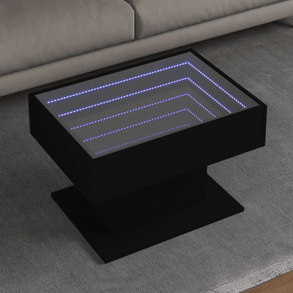 vidaXL Konferenčný stolík s LED čierny 70x50x45 cm kompozitné drevo