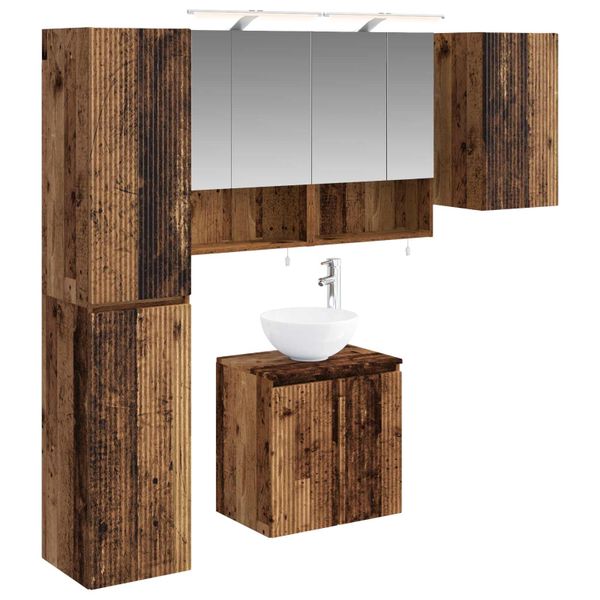 vidaXL Set kabinetov do kúpeľne 5 pcs Staré drevo 50 x 14,5 x 70 cm