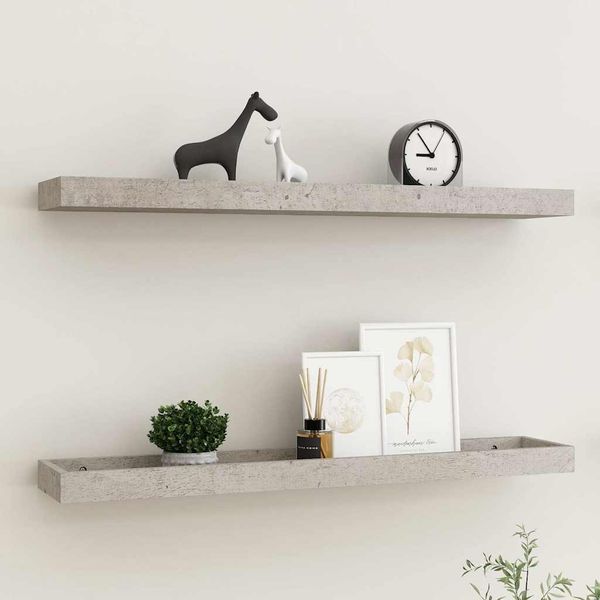 vidaXL Terasové nástenné police 2 ks betónovo sivé 80x15x4 cm MDF