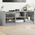 vidaXL TV skrinka so sklenenými dvierkami betónovo sivá 102x37x42 cm