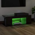 vidaXL TV skrinka s LED svetlami lesklá čierna 90x39x30 cm