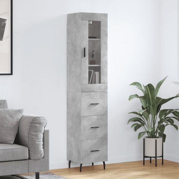 vidaXL Vysoká skrinka betónová sivá 34,5x34x180 cm spracované drevo