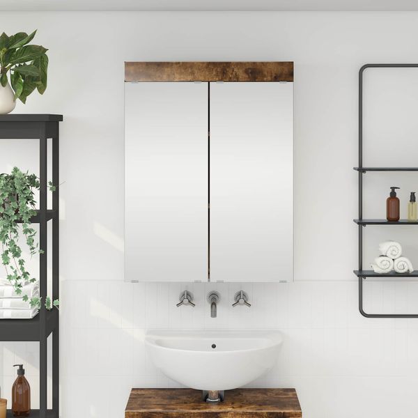 vidaXL Kúpeľňová zrkadlová skrinka TULUM Dymová dub 60 x 16,5 x 78 cm