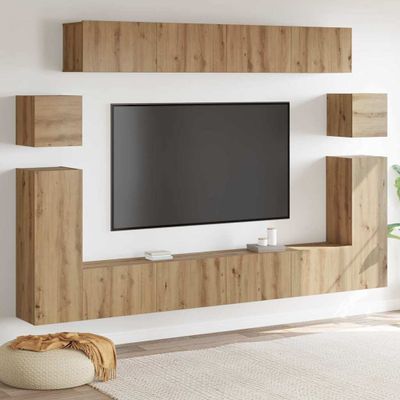 vidaXL TV jednotky Nástenný 4 pcs Remeselný dub Kompozitné drevo