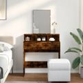 vidaXL Toaletný stolík so zrkadlom dymový dub 80x41x144,5 cm