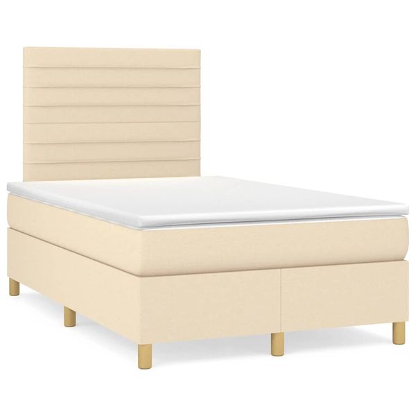 vidaXL Boxspring posteľ s matracom krémová 120x190 cm látka