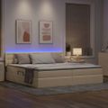 vidaXL LED úložná posteľ s matracom Krémová 200 x 200 cm Látka
