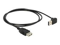 Predlžovací kábel USB - USB (F) na USB (M) - USB 2.0 - 2 m - 90° konektor - čierna