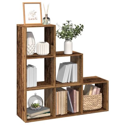 vidaXL Knižnica 3-poschodová staré drevo 99x29x99 cm kompozitné drevo