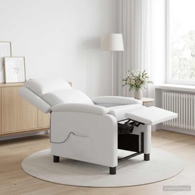 vidaXL Masážne relaxačné kreslo Biela Umelá koža