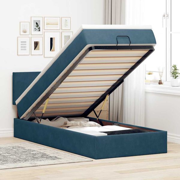 vidaXL Osmanský rám postele s matracom tmavomodrá 80x200 cm zamat