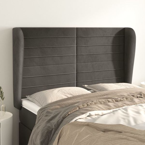 vidaXL Čelo postele so záhybmi tmavosivé 147x23x118/128 cm zamat
