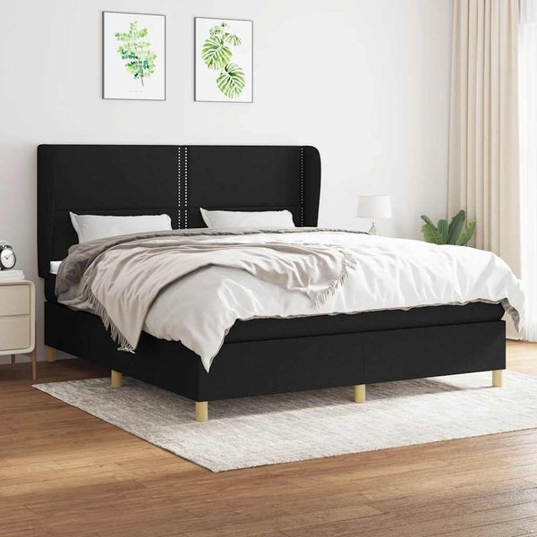 vidaXL Posteľný rám boxspring s matracom čierny 160x200 cm látka