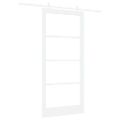 vidaXL Posuvné dvere 93 x 202 cm Masívne borovicové drevo a sklo Biela