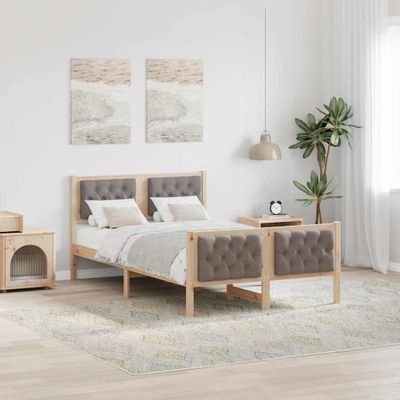 vidaXL Rám postele Sivohnedá 120 x 200 cm Masívne borovicové drevo