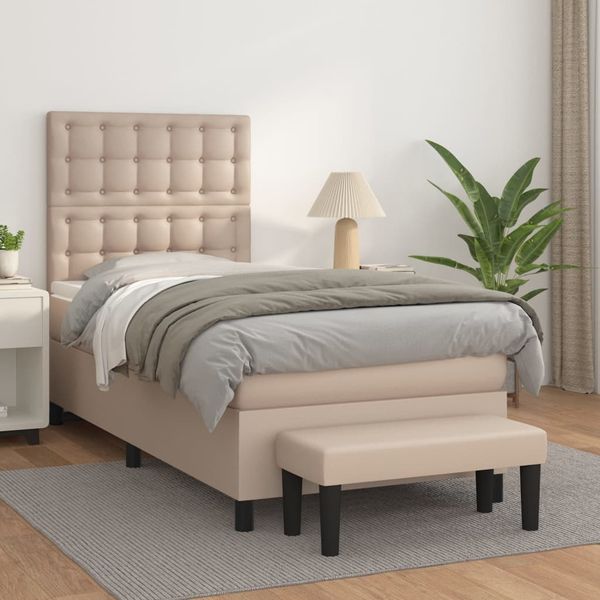 vidaXL Boxspring posteľ s matracom kapučínová 90x200 cm umelá koža